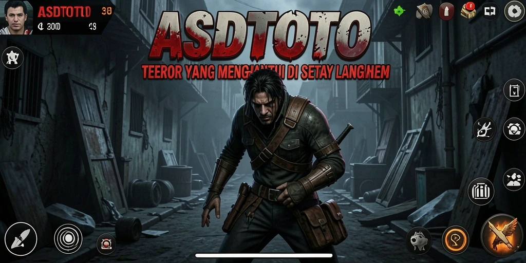 Screenshot gameplay ASDTOTO menampilkan momen menegangkan di lokasi angker.