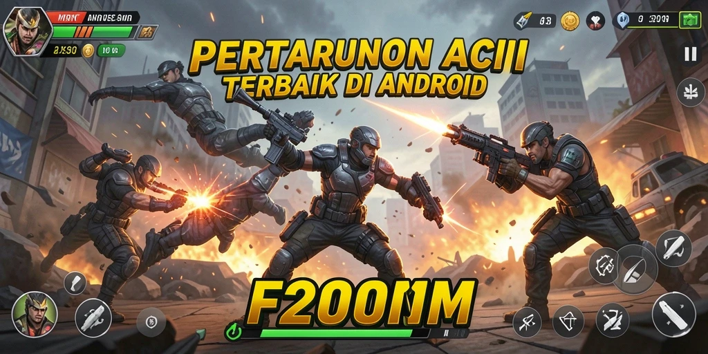 Gameplay F200M menampilkan pertarungan yang seru dan karakter yang beragam.