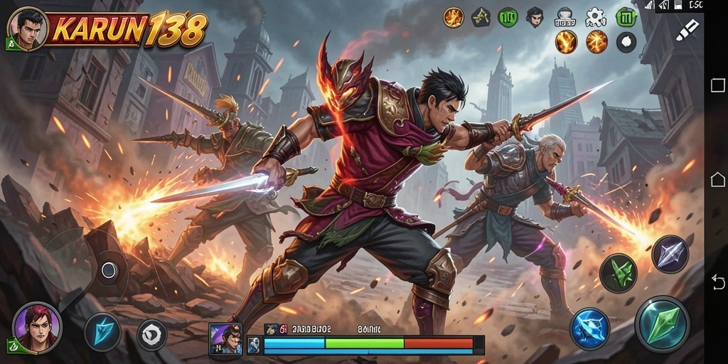 Screenshot gameplay <strong>KARUN138</strong> menampilkan aksi seru dan karakter bertarung.