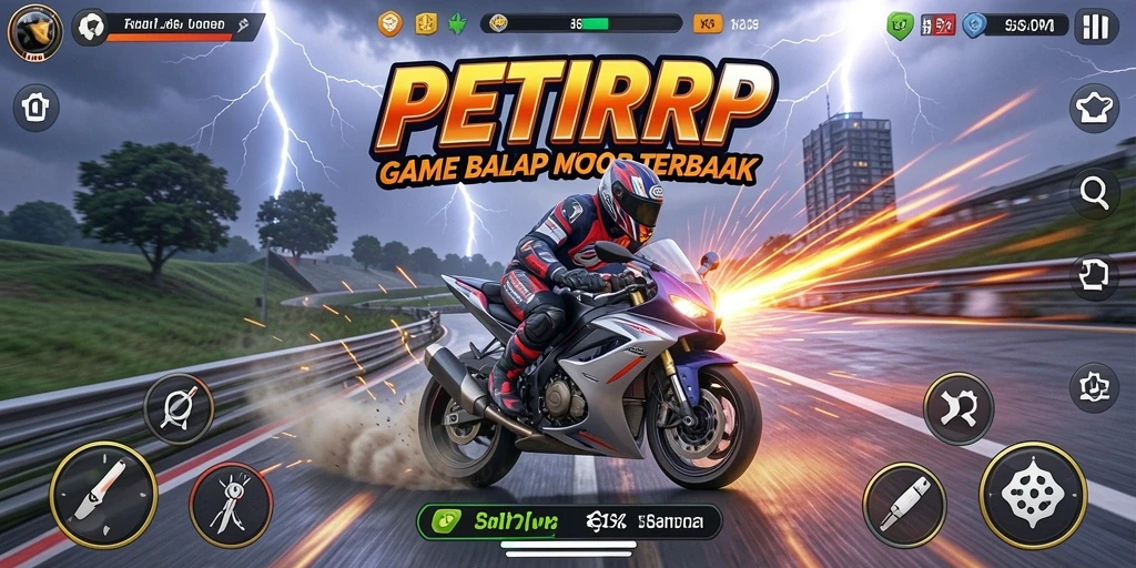 Gameplay seru dalam balap motor PETIRRP dengan grafis menawan.