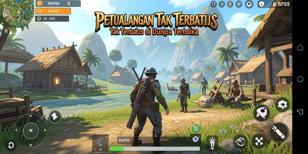 Screenshot menunjukkan gameplay mendalam dari dunia terbuka dalam RAP89.