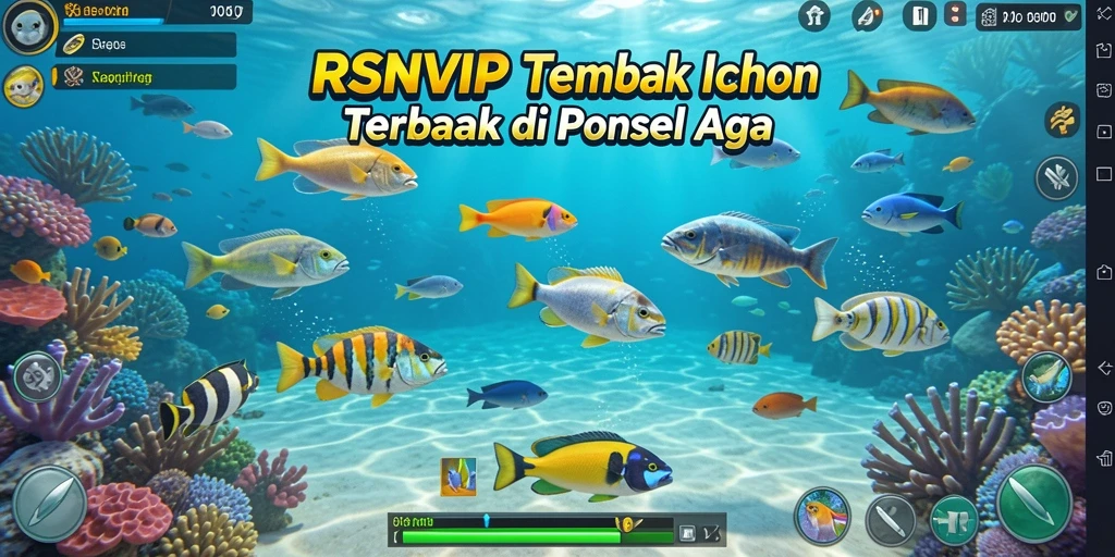 Tampilan gameplay RSNVIP dengan aksi tembak ikan yang seru.