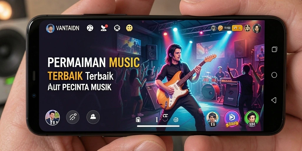 Screenshot utama gameplay VANTAIDN yang menunjukkan keseruan permainan musik.