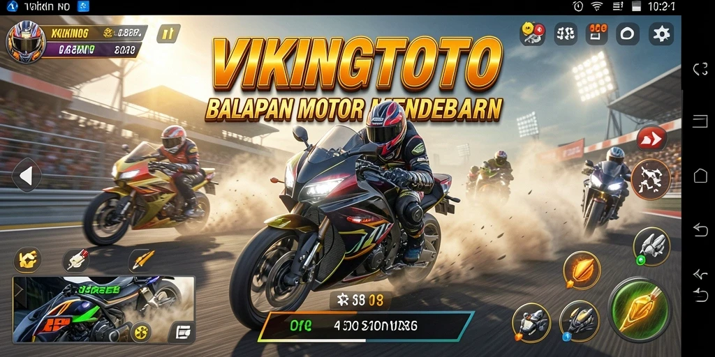 Tampilan gameplay balapan motor yang seru dan mendebarkan.